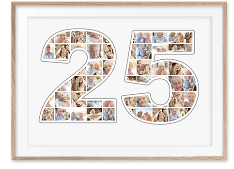 25 collage photo anniversaire d argent blanc