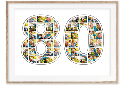 80 anniversaire collage photo blanc