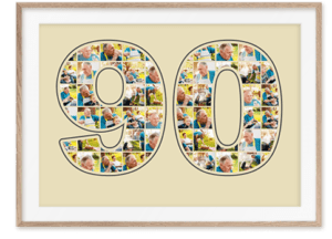 cadeau 90e anniversaire collage beige