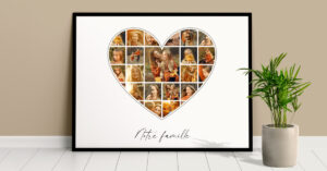 grand collage photo famille coeur poster