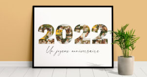 photo collage en forme annee 2022 poster