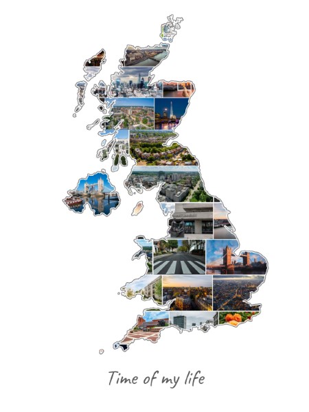 Collage Royaume-Uni rempli avec tes propres photos