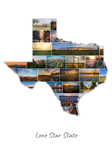 Collage Texas rempli avec tes propres photos