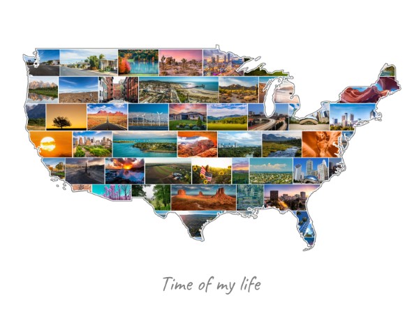 Collage Etats-Unis rempli avec tes propres photos