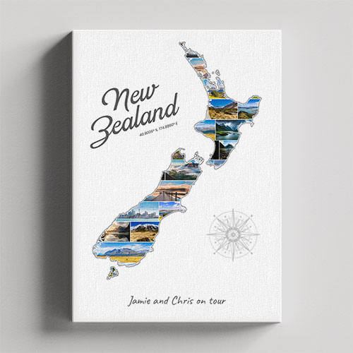 Un collage Nouvelle-Zélande sur toile et châssis