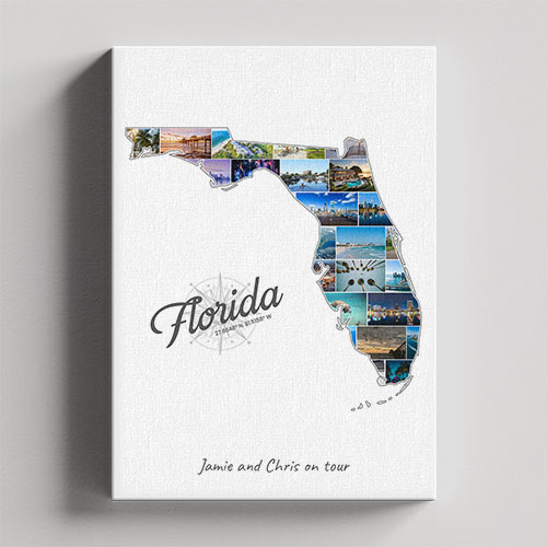 Un collage Floride sur toile et châssis