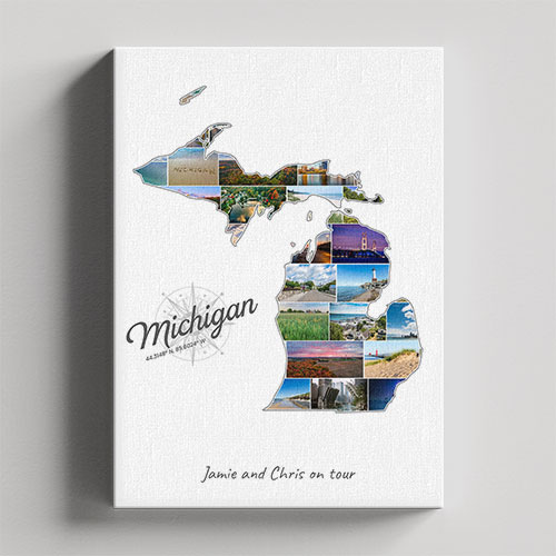 Un collage Michigan sur toile et châssis