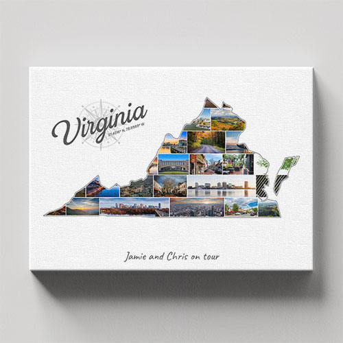Un collage Virginie sur toile et châssis