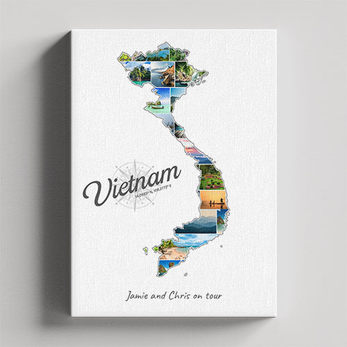 Un collage Viêt Nam sur toile et châssis